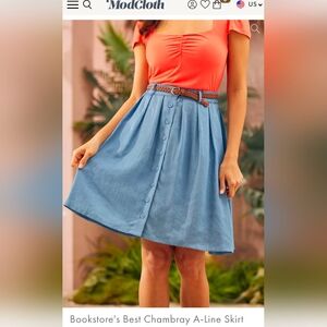 Modcloth Bookstore's Best Chambray A-Line Skirt